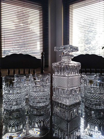 Штоф Графин Стаканы хрусталь Чехословакия