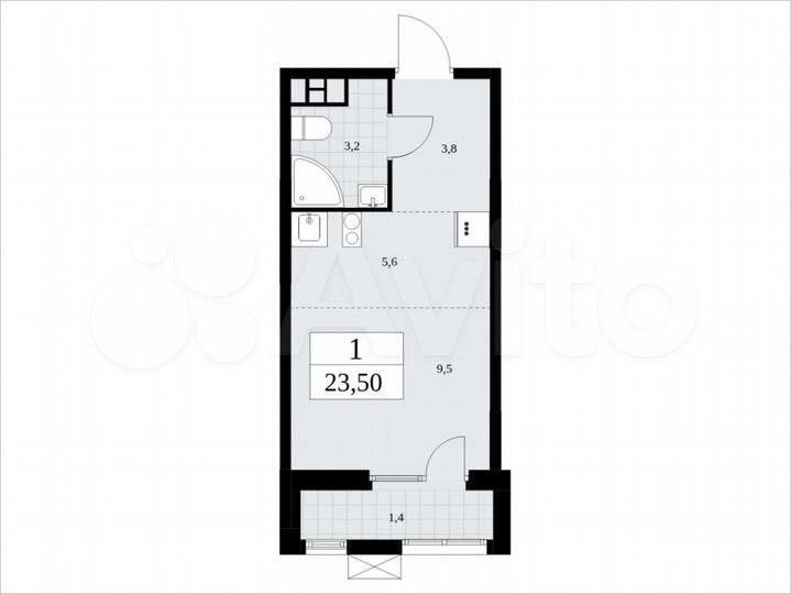 Квартира-студия, 23,5 м², 4/18 эт.