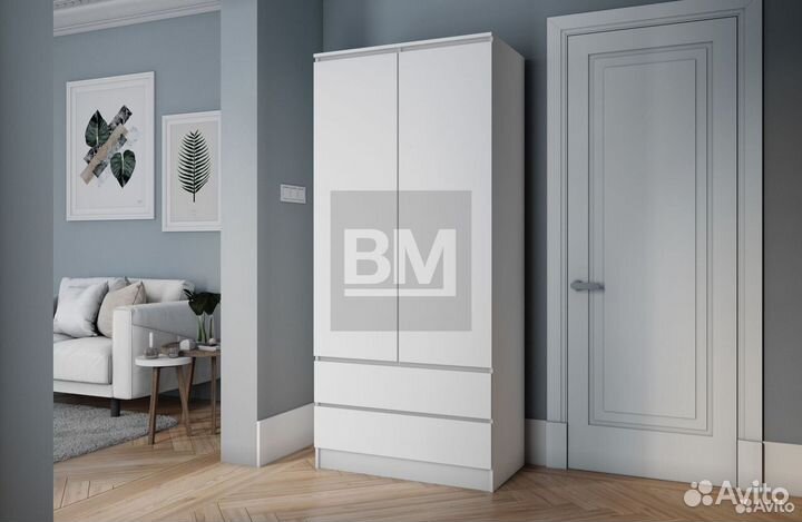 Шкаф белый распашной 2-ух створчатый