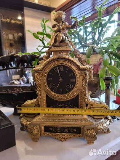 Часы настольные, бронза 19 век Франция