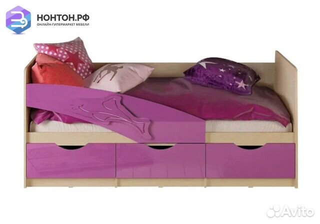 Кровать Дельфин фиолетовый металлик