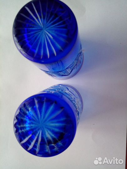 Стаканы хрусталь кобальт винтаж СССР 1950-е гг