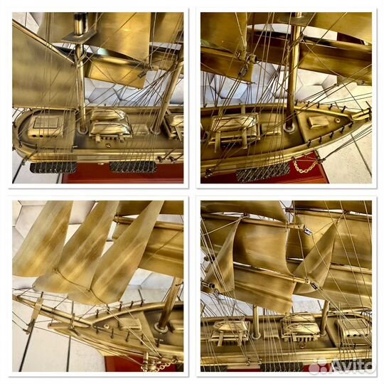 Модель парусника металлическая деревянная