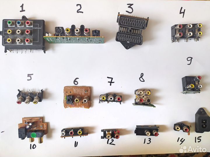 Гнездо 3.5 джек, гнезда RCA, питание, Выключатели