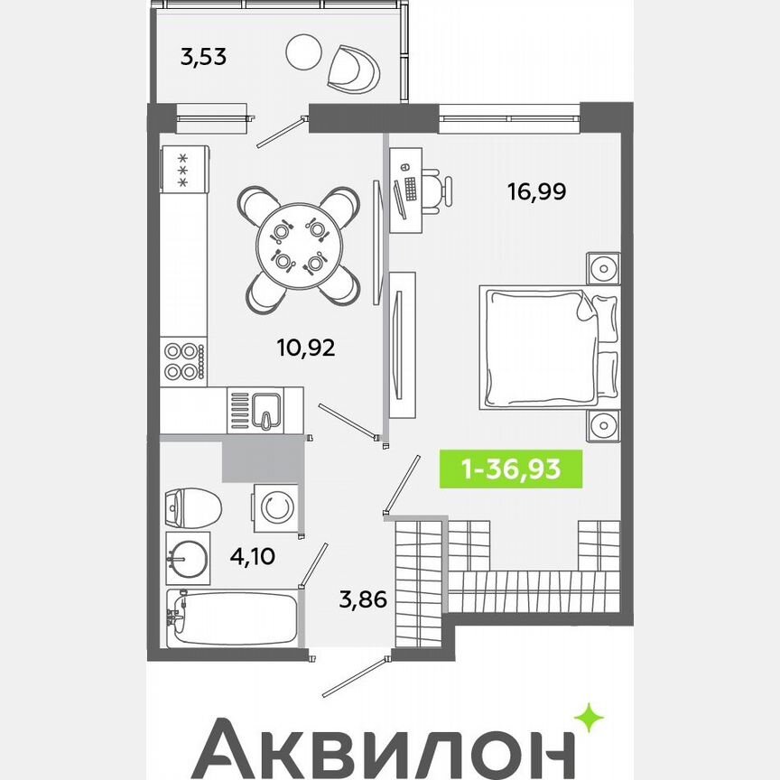 1-к. квартира, 36,9 м², 11/12 эт.