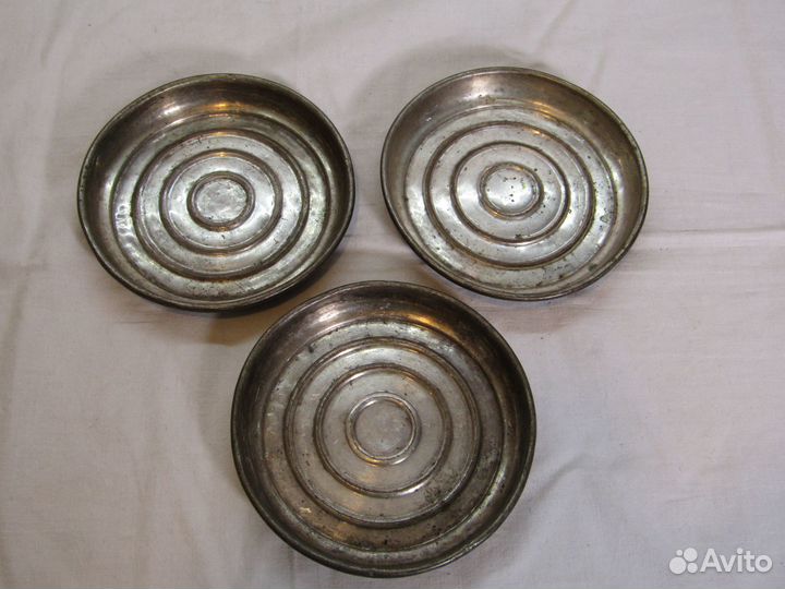 Блюдце старинное, тарелочка Медь Серебрение №9369