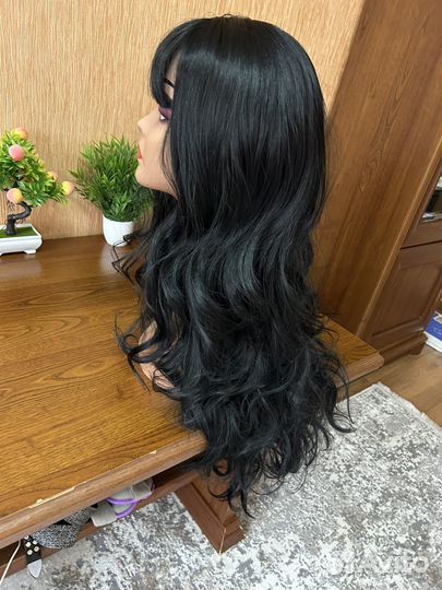 Парик черный каскад волна 70 см