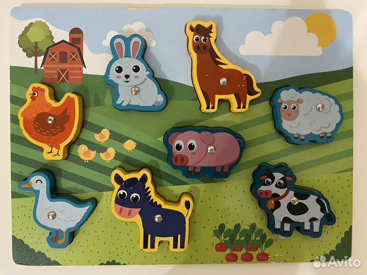 Сортер вкладыши деревянный с доской для рисования