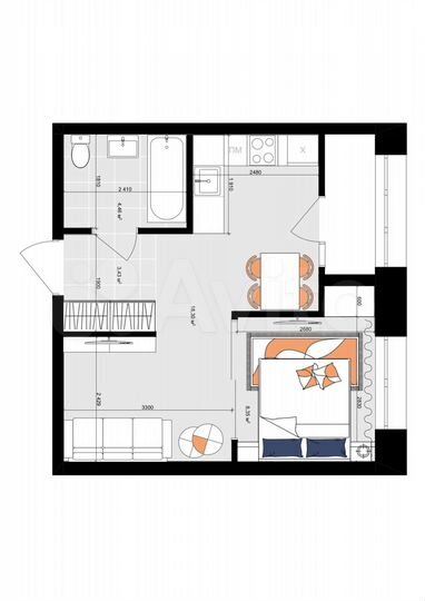 1-к. квартира, 37 м², 3/19 эт.