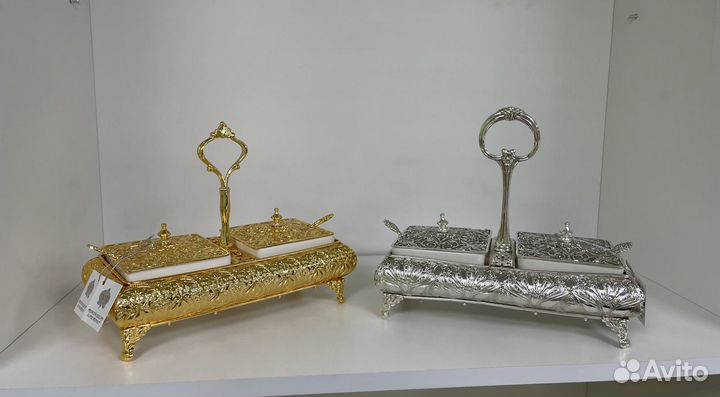 Мельхиоровая сахарница, варенница