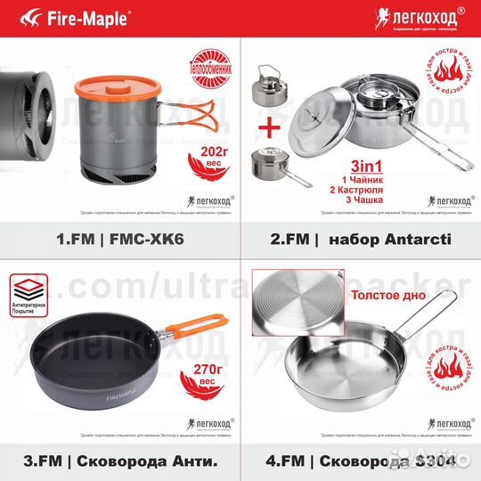 Fire Maple котелок, сковорода, посуда для похода