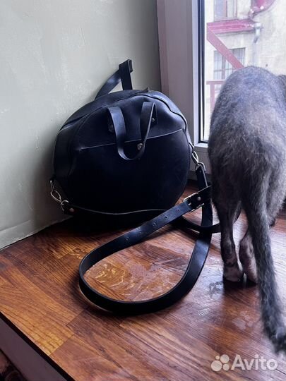 Сумка кожаная синяя женская