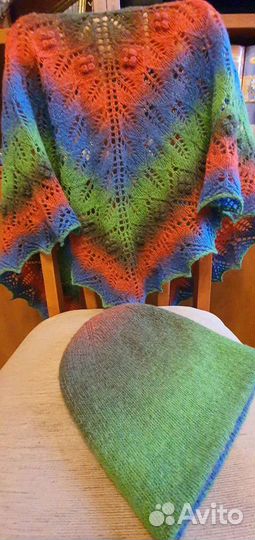 Шапка и шаль дизайнерские из 100 шерсти Дундага