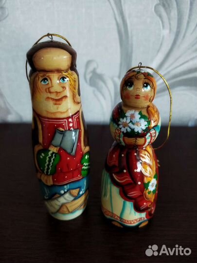 Ёлочные игрушки деревянные набор 10шт
