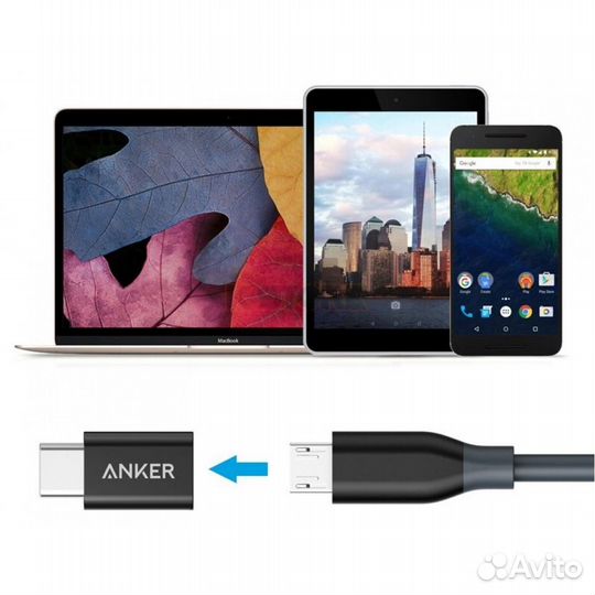 Переходник Anker Powerline USB-C to Micro USB