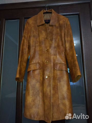 Кожаный френч- плащ женский р. 42-44