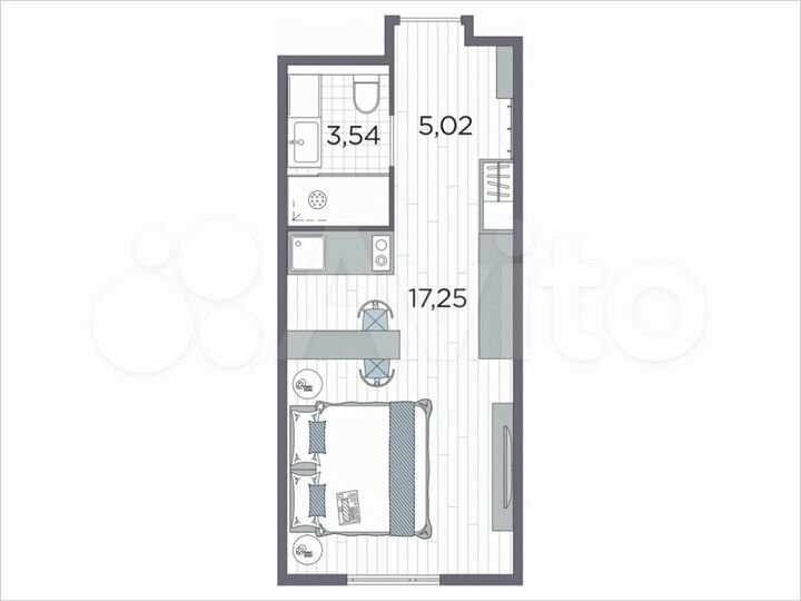 Апартаменты-студия, 25,8 м², 11/12 эт.