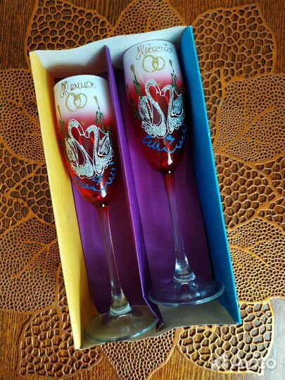 Свадебные бокалы ручной работы