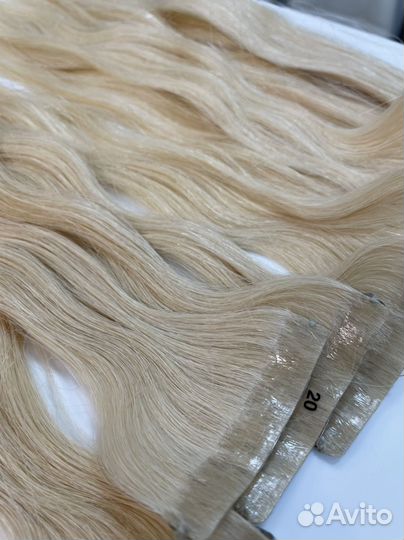 Волосы на заколках, блонд, 50 см