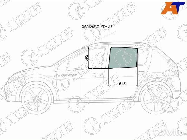 Стекло боковое опускное dacia sandero 08-12, renau