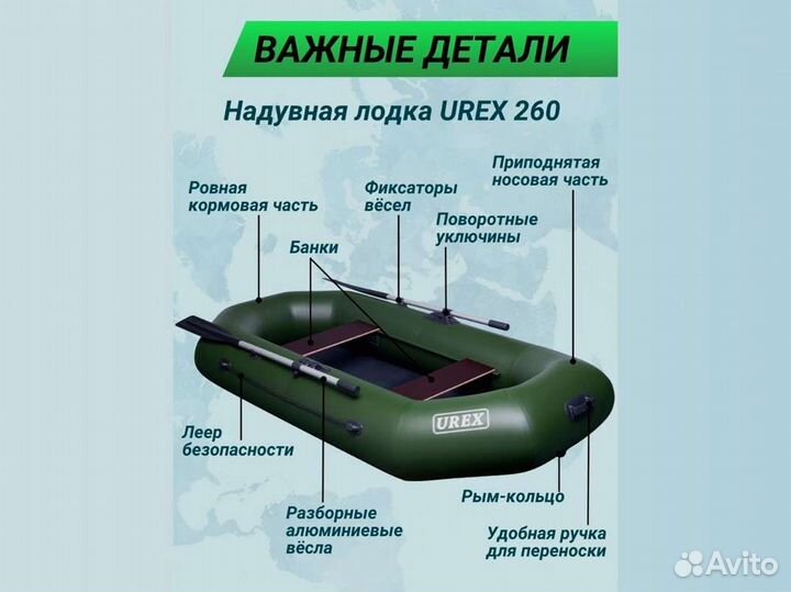 Лодка пвх надувная для рыбалки 260 см urex 260