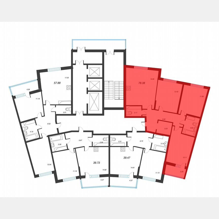 3-к. квартира, 80 м², 11/22 эт.