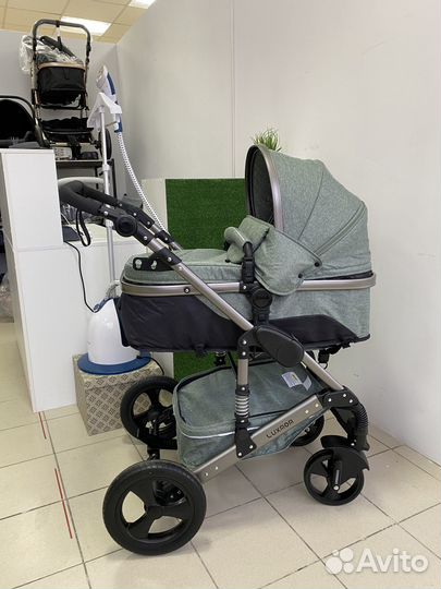 Коляска 3 в 1 серебро текстиль