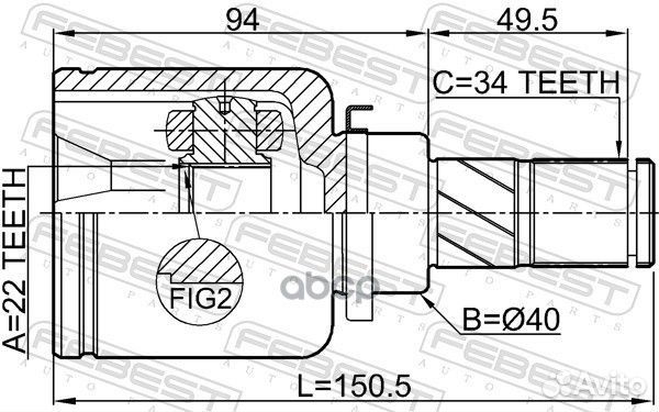 ШРУС внутренний левый к-кт22X40X34Ford Focus 11