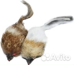 Уют Игрушка для кошек Мышь-погремушка пушистая нат