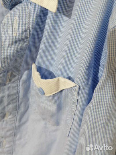 Голубая школьная рубашка на мальчика 122 размер