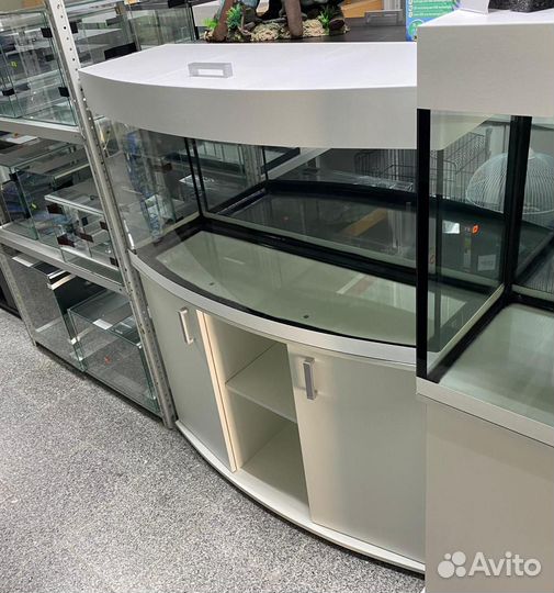 Аквариум 201л панорамный с тумбой в белом цвете