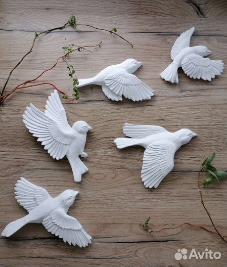 Птицы на стену, барельеф птицы,панно птицы из гипс