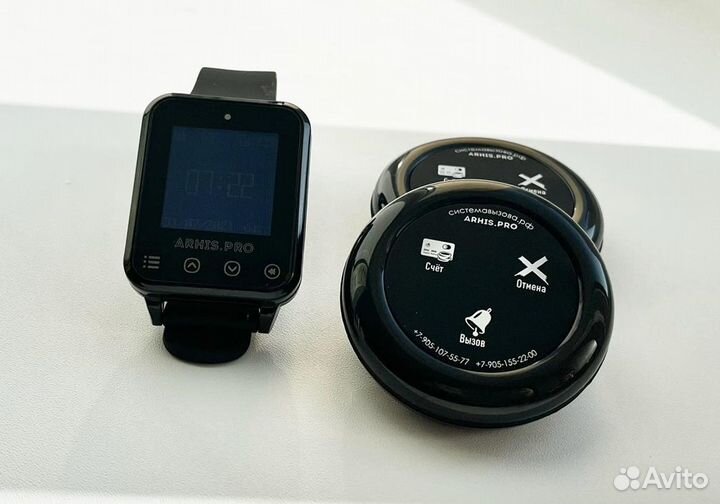 Беспроводная кнопка вызова официанта и часы