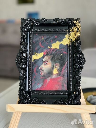 Картина маслом на картоне, в рамке 17х21