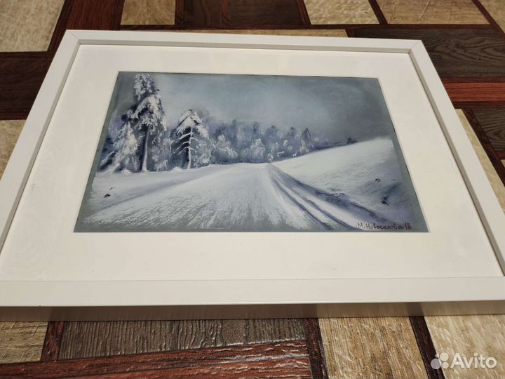 Зимний пейзаж, пастель