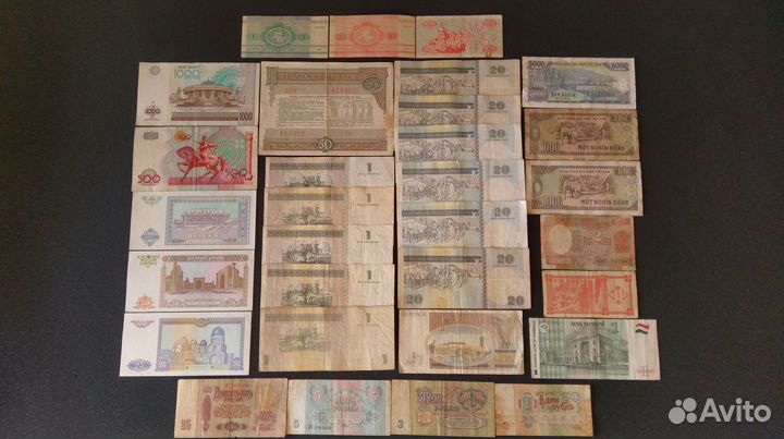 Банкноты из разных стран: Куба, Индия и другие