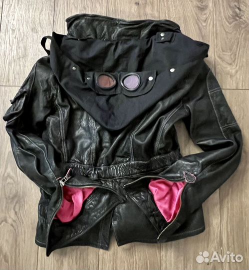 Balenciaga кожаная косуха куртка с капюшоном