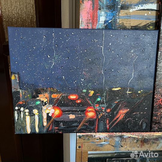 Картина Капли дождя на холсте