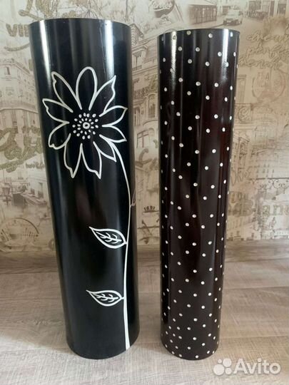 Ваза интерьерная напольная. Дерево. Набор 2 штуки