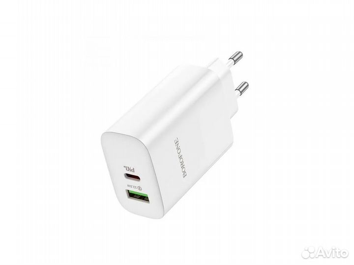 Блок питания borofone BN10 USB+Type-C 65W, белый