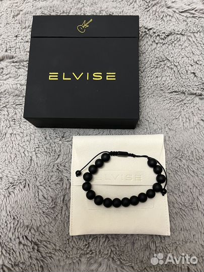 Браслет унисекс безразмерный Elvise из черной яшмы