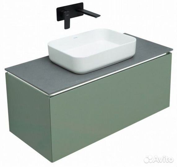 Мебель для ванной Allen Brau Infinity 100 см сплошной фасад цементно-серый