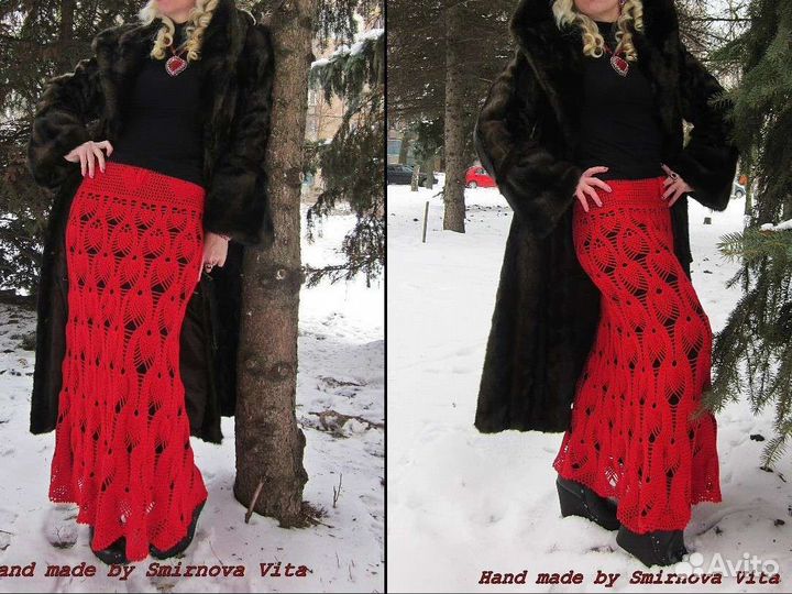 Юбка вязаная крючком длинная