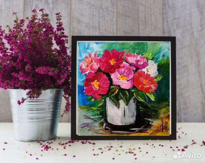 Картины с цветами розы пионы незабудки ромашки под
