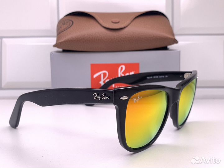 Очки Ray Ban Wayfarer 2140 Желтые Зеркальные 54мм