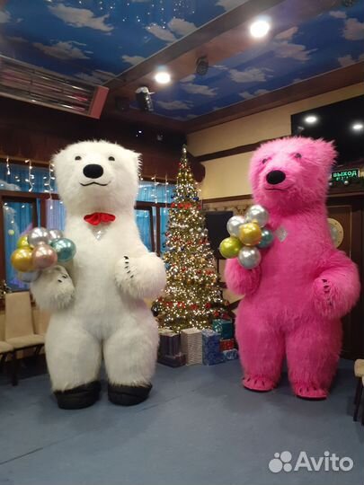 Белый, Розовый, Серебряный Мишки Аниматоры
