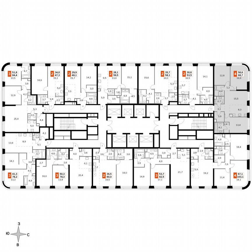 3-к. квартира, 88,7 м², 40/49 эт.