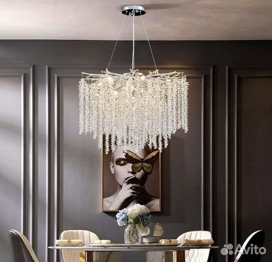 Люстра водопад хром золото дизайнерские