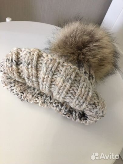 Новый вязанный комплект шапка снуд