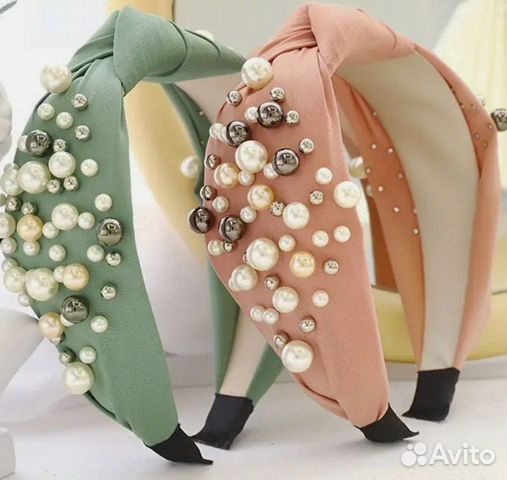 Ободок с разноцветным жемчугом